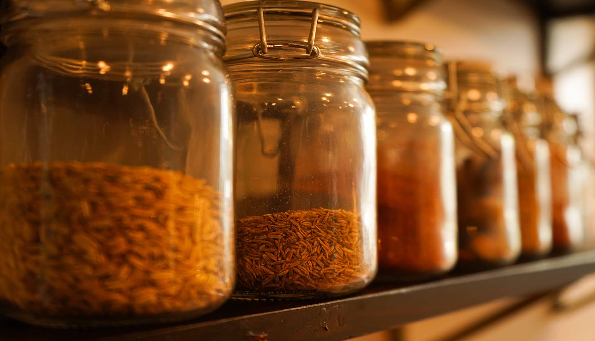 Jars of spices in Diana's pantry